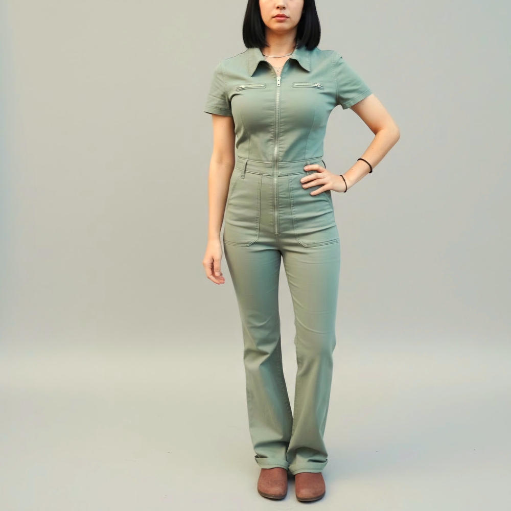 Pistola Jumpsuit Sage Green Jumpsuit, Bell Bottom, Size XS